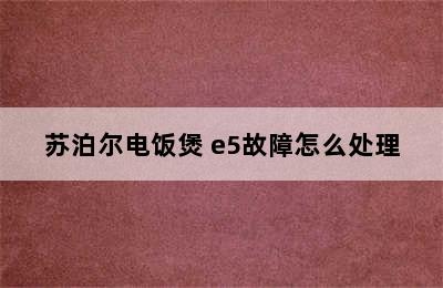 苏泊尔电饭煲 e5故障怎么处理